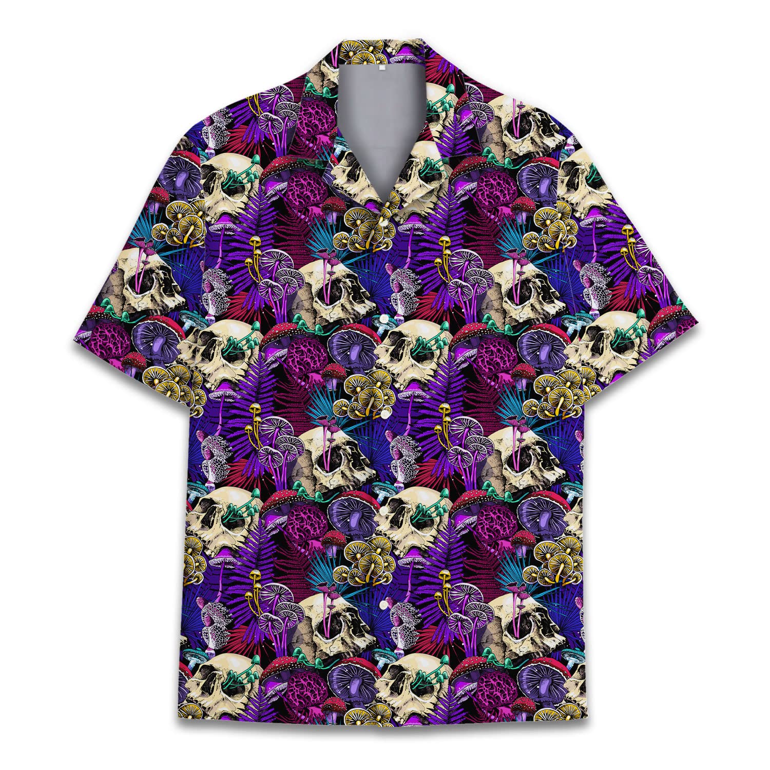 Skull & Mushroom Hawaiian Shirt - Dark Tropical Gothic Aloha Shirt for Men
