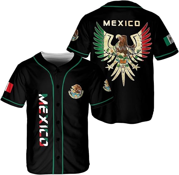 Mexico Baseball Jersey - Tricolor Winged Eagle Shirt, Mexican Flag Pride Apparel