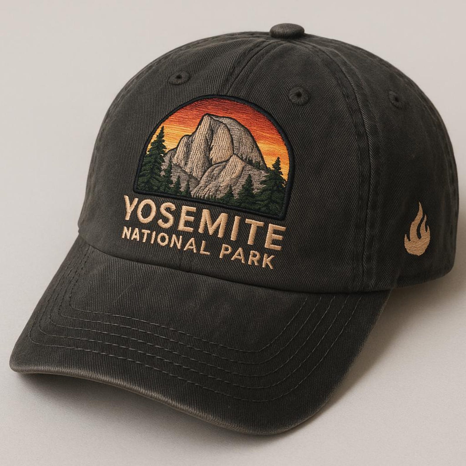 Yosemite National Park Hat - Embroidered Washed Black Cap
